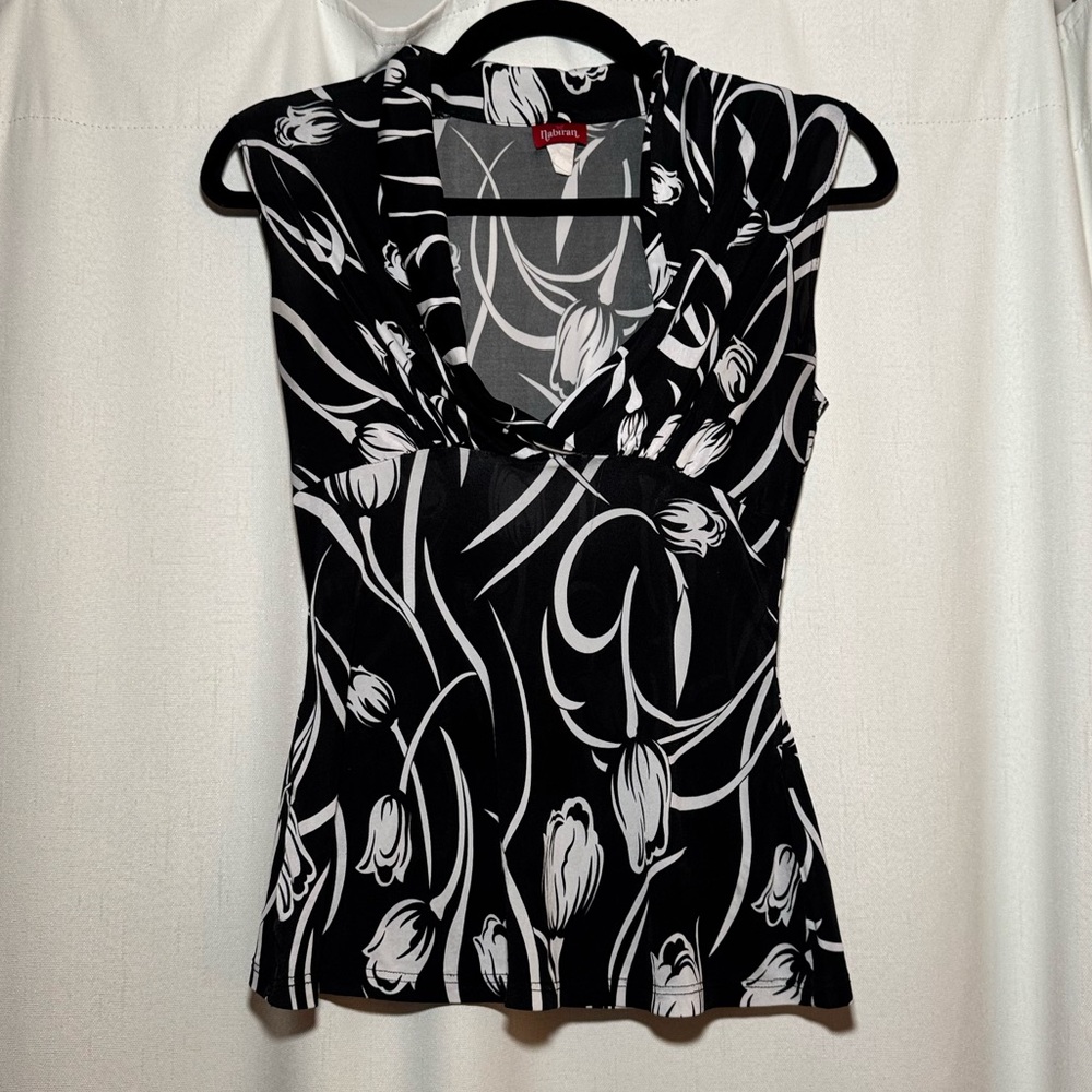 Y2K Nabiran Black and White Floral Blouse